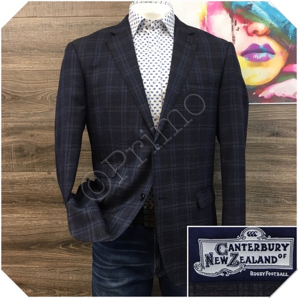 CANTERBURY Mens Blazer Sport Coat Casual Jacket Size 44R Two Button Wool Suit